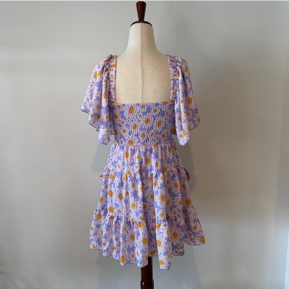 NWOT Truly Me by Sara Sara Daisy Flower Tiered Flutter Dress, Purple, Girls 12 - Picture 6 of 8